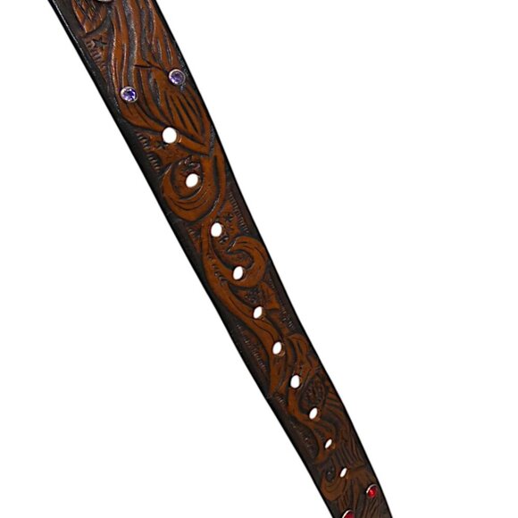 USA Handmade Western Leather Belt Rhinestone Cowgirlcore Rodeo Glam y2k - Picture 12 of 12